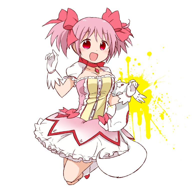 kaname madoka and kyubey (mahou shoujo madoka magica) drawn by abekawa