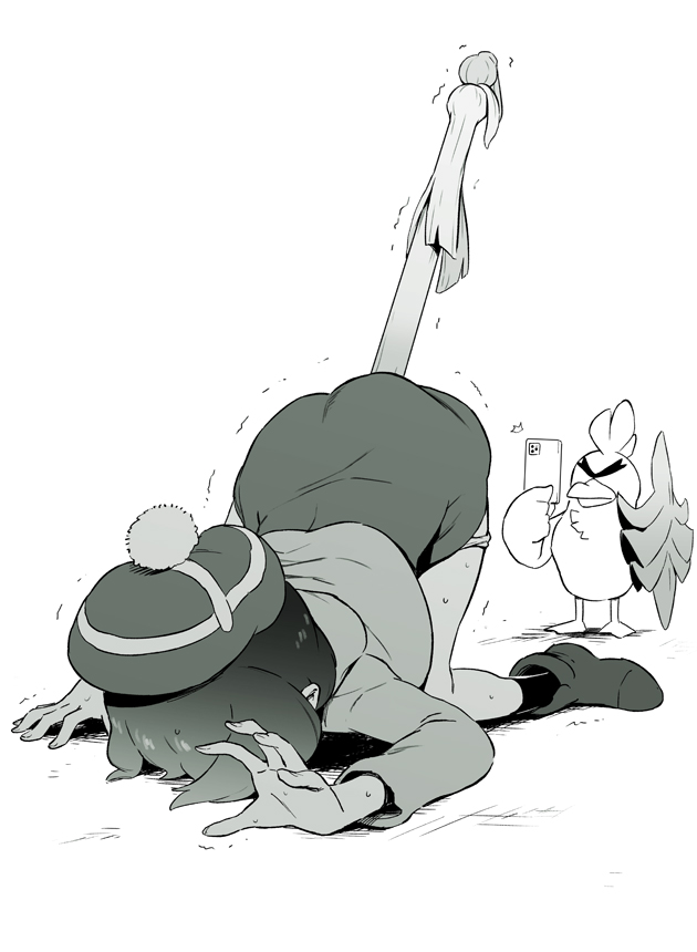 gloria and sirfetch'd (pokemon and 1 more) drawn by ter_(otokoter)