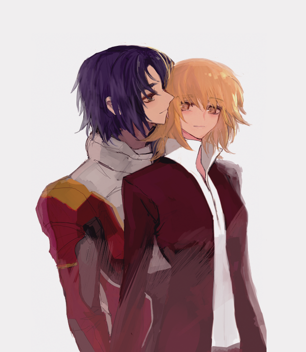 cagalli yula athha and athrun zala (gundam and 1 more) drawn by she_(morianosu)