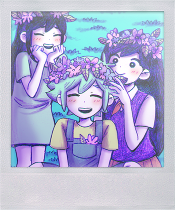 basil, aubrey, and mari (omori) drawn by omocat