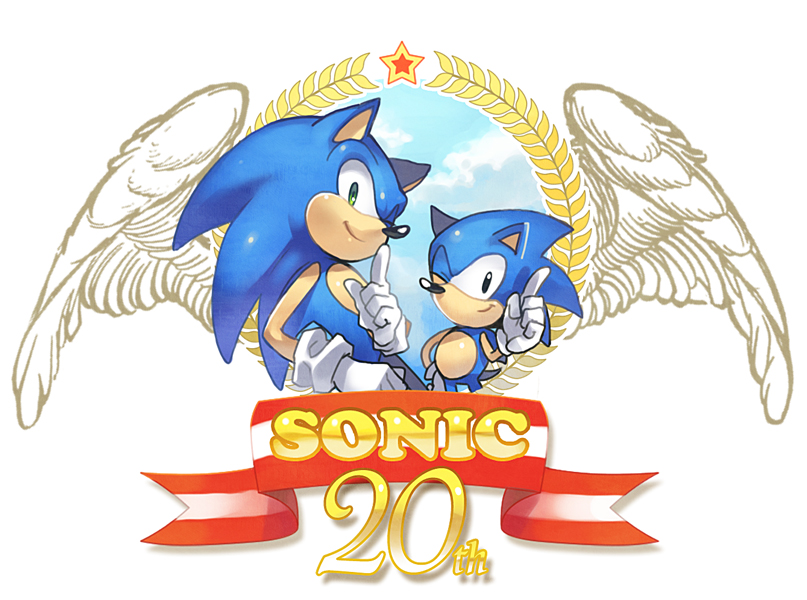 sonic the hedgehog and classic sonic (sonic and 2 more) drawn by mochizuki_anko