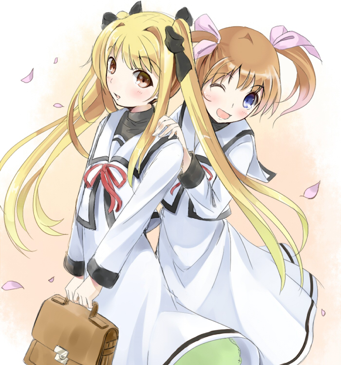fate testarossa and takamachi nanoha (lyrical nanoha and 2 more) drawn by neginuta