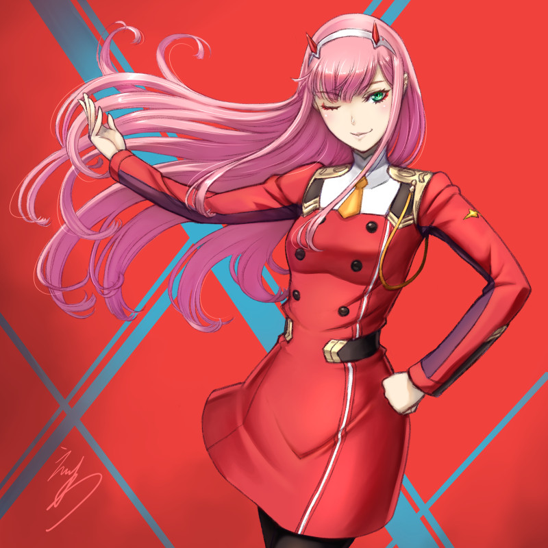 zero two (darling in the franxx) drawn by eiwa