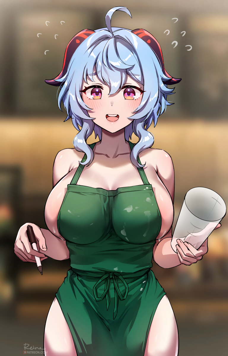 ganyu (genshin impact and 1 more) drawn by foxyreine