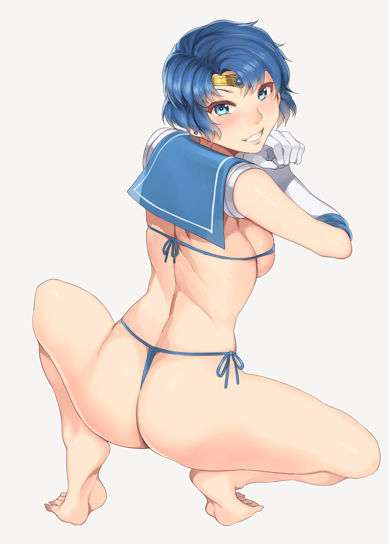 mizuno ami and sailor mercury (bishoujo senshi sailor moon) drawn by mizuryu_kei
