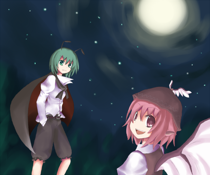 mystia lorelei and wriggle nightbug (touhou) drawn by chumatan