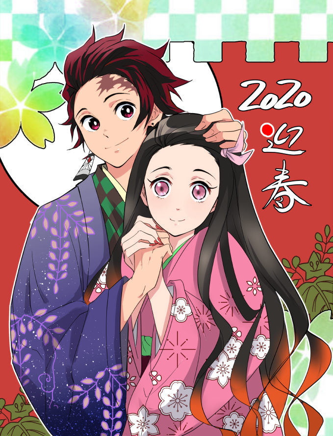 kamado nezuko and kamado tanjirou (kimetsu no yaiba) drawn by san_mon