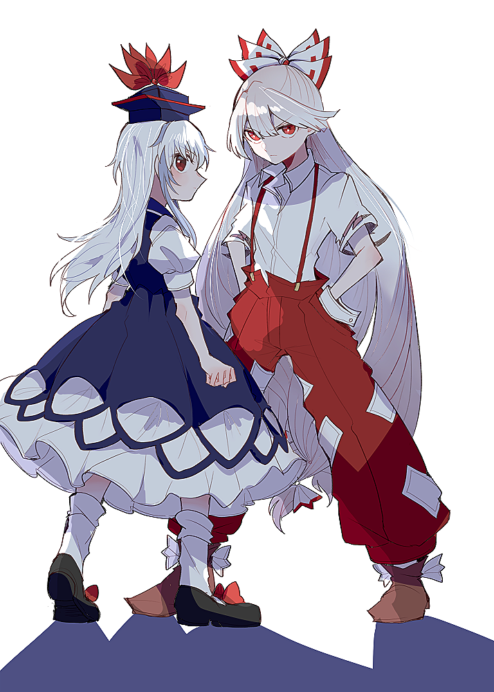 fujiwara no mokou and kamishirasawa keine (touhou) drawn by itomugi-kun