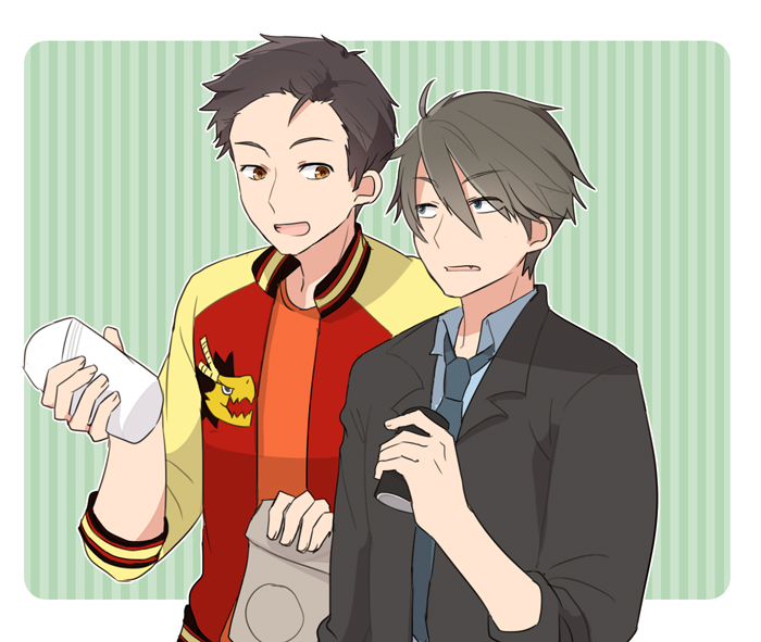 akuno hideo and kimura ryu (idolmaster and 1 more) drawn by shiira_(yuneno)
