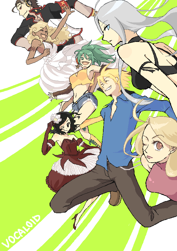 big al, sonika, sweet ann, leon, miriam, and 3 more (vocaloid) drawn by tokage_santouhei