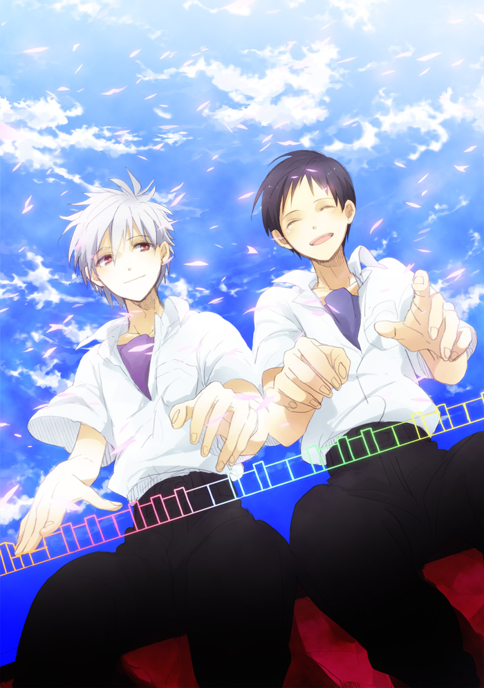 ikari shinji and nagisa kaworu (neon genesis evangelion and 2 more) drawn by tukemono6