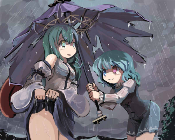 kochiya sanae and tatara kogasa (touhou) drawn by gatau