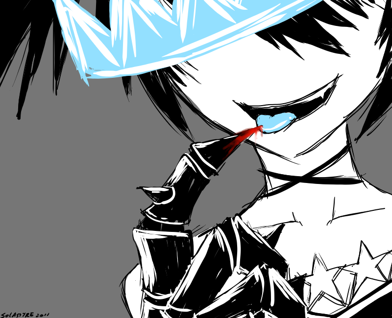 black rock shooter and black rock shooter beast (black rock shooter) drawn by solastyre