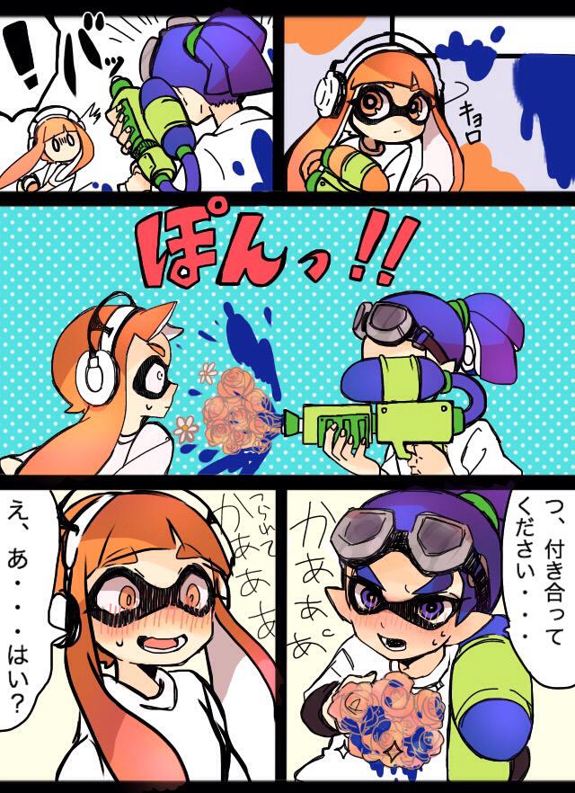 inkling player character, inkling girl, inkling boy, kaori, and john (splatoon and 1 more) drawn by repikinoko