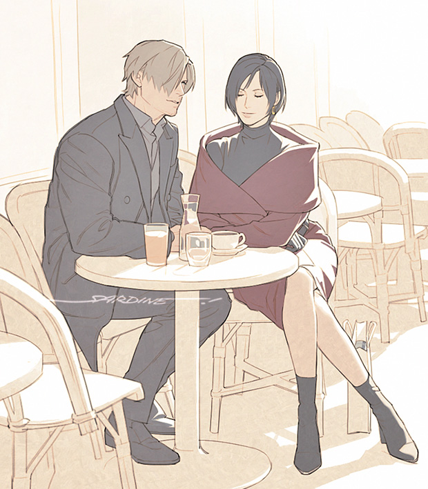 leon s. kennedy and ada wong (resident evil) drawn by sardine_(kjr0313)