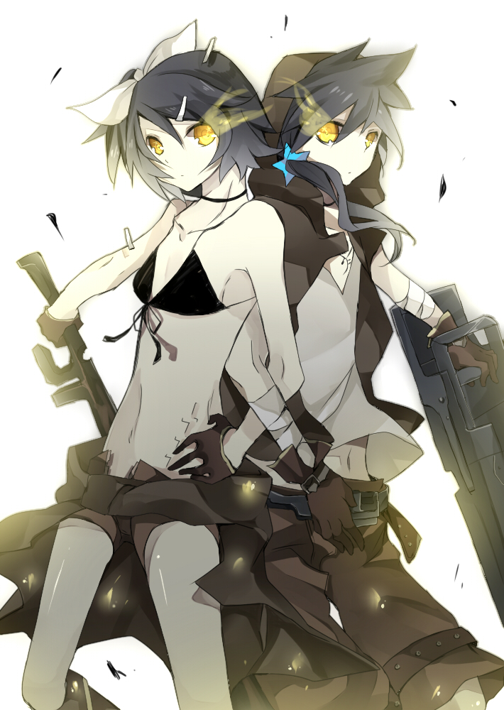 kagamine rin, kagamine len, and black rock shooter (vocaloid and 1 more) drawn by omutatsu