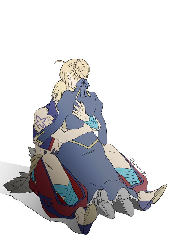 artoria pendragon, saber, and gilgamesh (fate and 1 more) drawn by moonlight_0423
