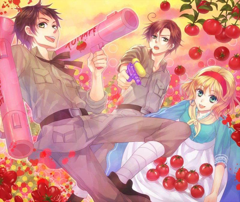 spain, southern italy, and belgium (axis powers hetalia) drawn by yamigo