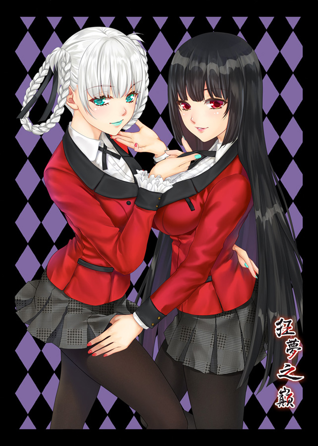 jabami yumeko and momobami kirari (kakegurui) drawn by clara_v