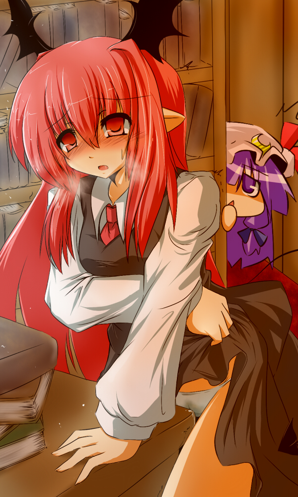 patchouli knowledge and koakuma (touhou) drawn by goma_(gomasamune)