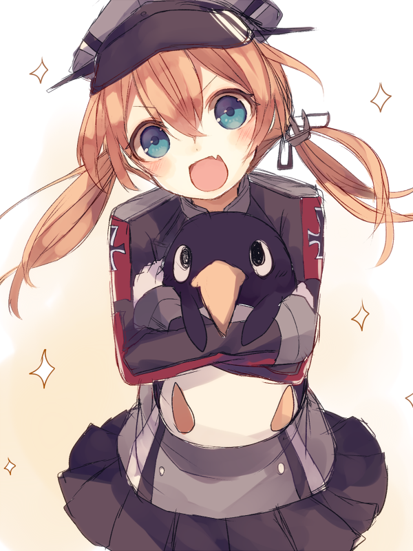 prinz eugen and failure penguin (kantai collection) drawn by shugao