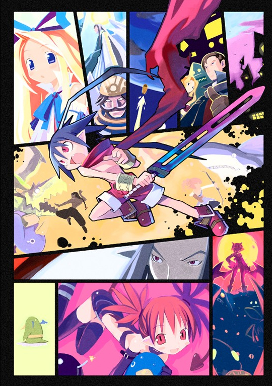 etna, prinny, flonne, laharl, prier, and 8 more (disgaea and 1 more) drawn by harada_takehito