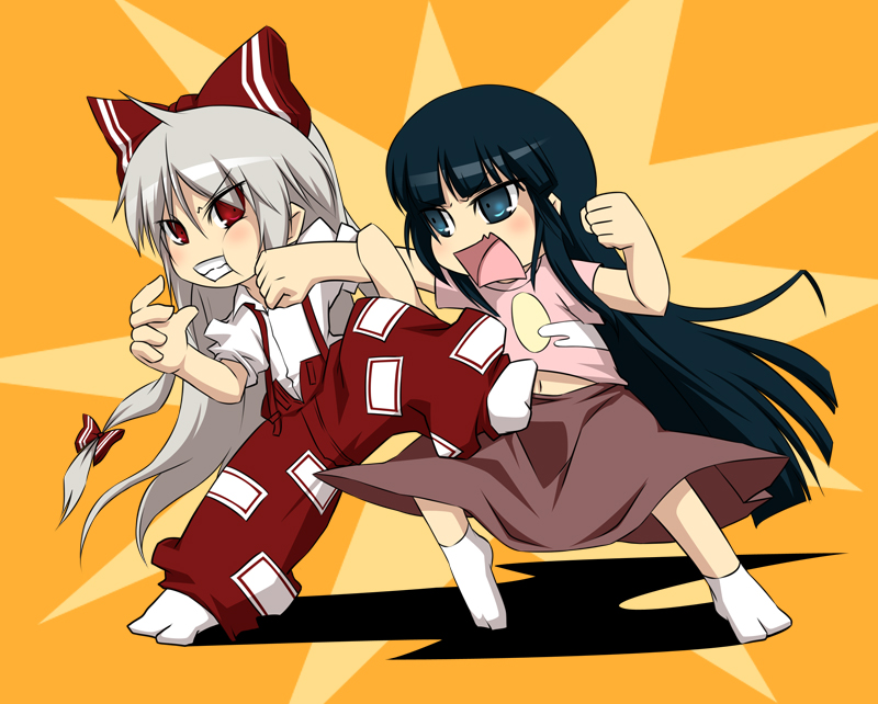 fujiwara no mokou and houraisan kaguya (touhou) drawn by noya_makoto