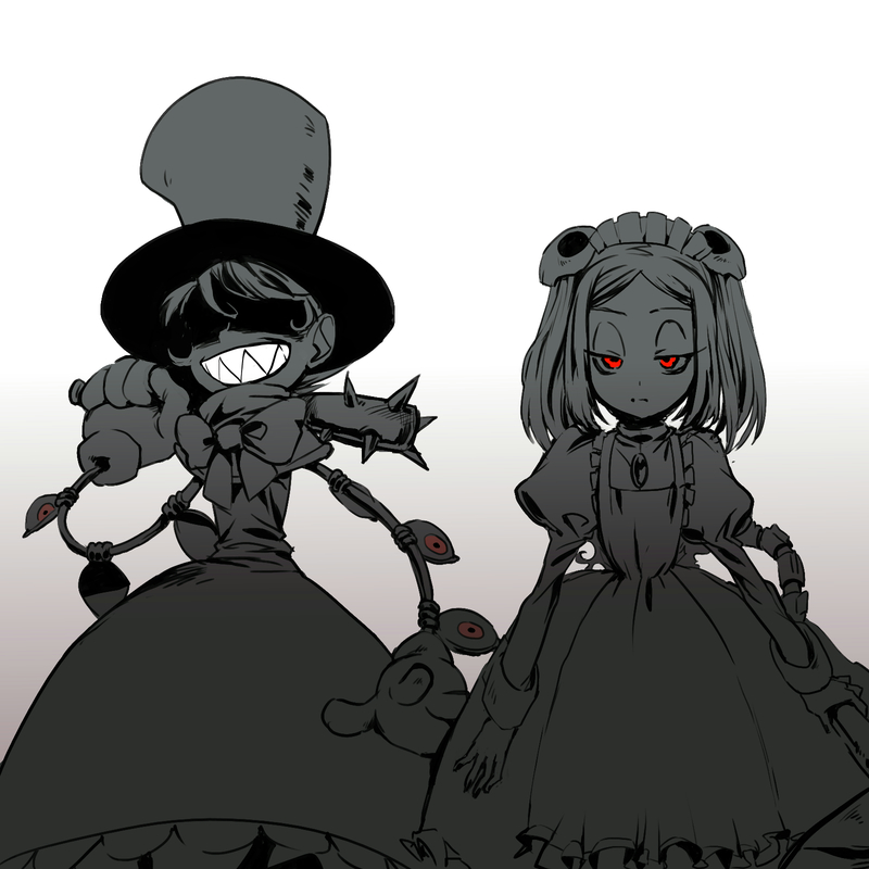 peacock and bloody marie (skullgirls) drawn by yojio_(2188)