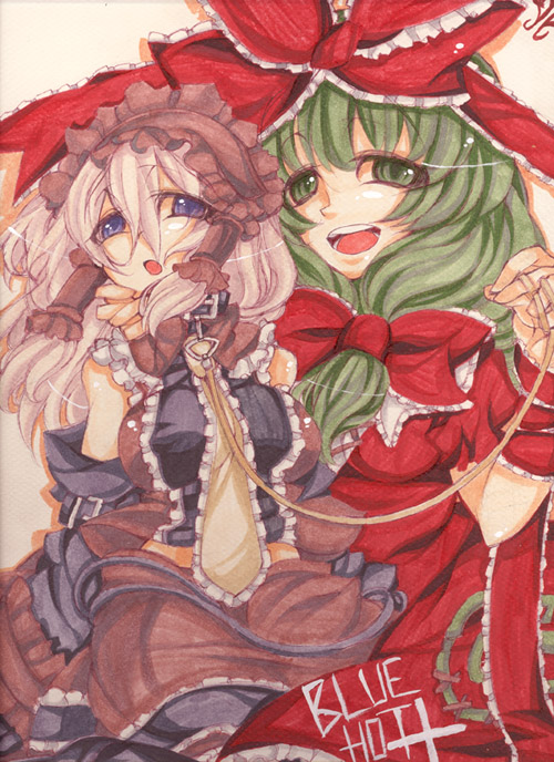 hakurei reimu and kagiyama hina (touhou) drawn by nanaya