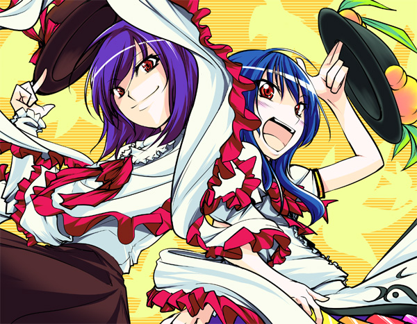 hinanawi tenshi and nagae iku (touhou) drawn by chado