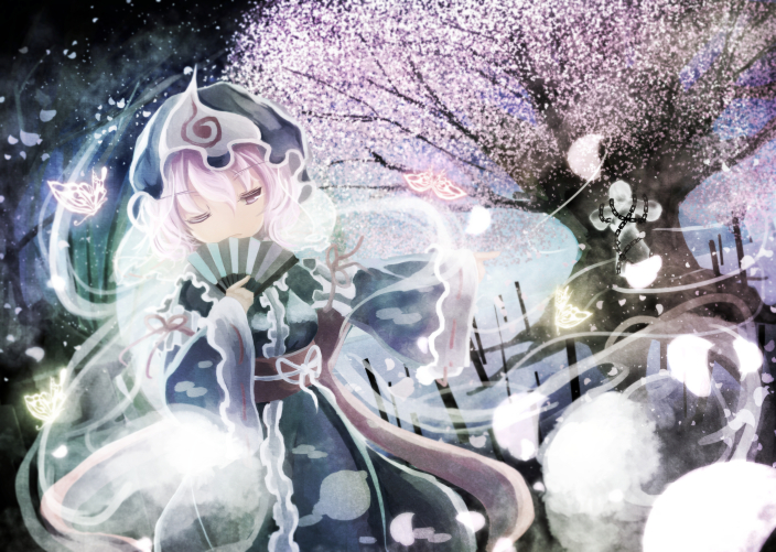 saigyouji yuyuko and saigyou ayakashi (touhou) drawn by chii_(tsumami_tsumamare)
