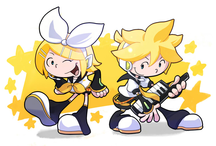 kagamine rin and kagamine len (vocaloid and 1 more) drawn by kappateki