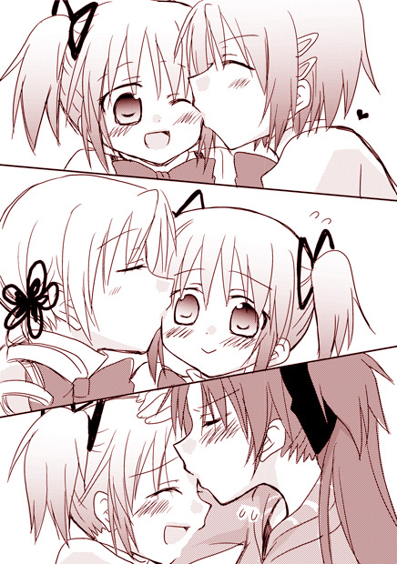 kaname madoka, miki sayaka, sakura kyoko, and tomoe mami (mahou shoujo madoka magica) drawn by kodou_mikoto