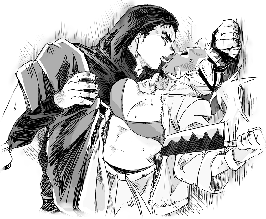 nikaidou and kai (dorohedoro) drawn by r_(corolla)