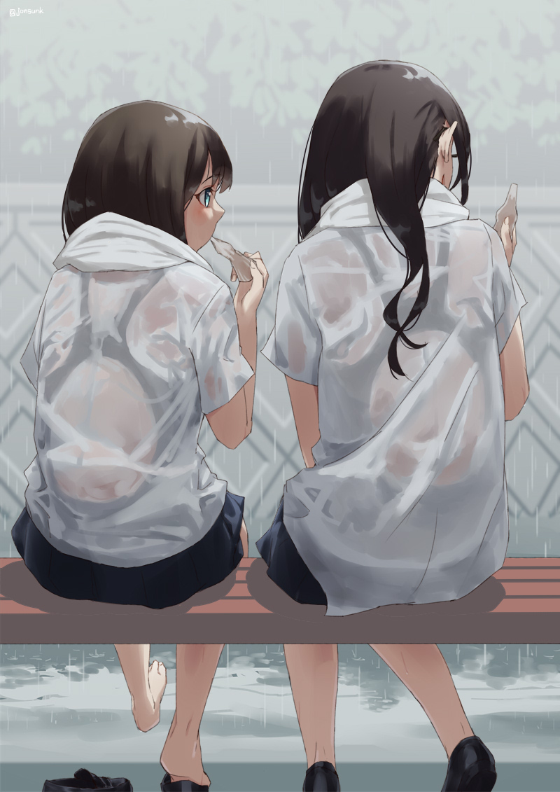 shiori and misaki (original) drawn by jonsun