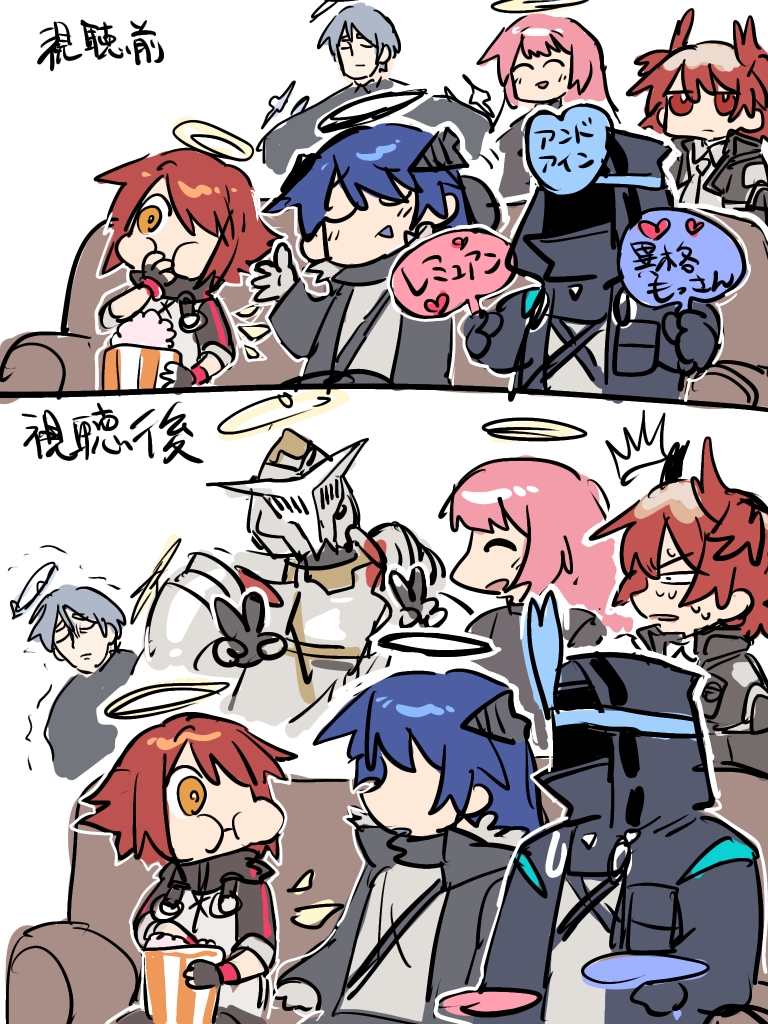 doctor, exusiai, mostima, fiammetta, lemuen, and 2 more (arknights) drawn by mutomorokoshi