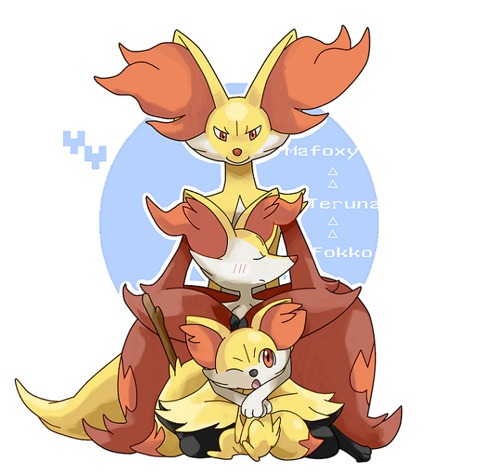 braixen, fennekin, and delphox (pokemon) drawn by shida_shokubutsu