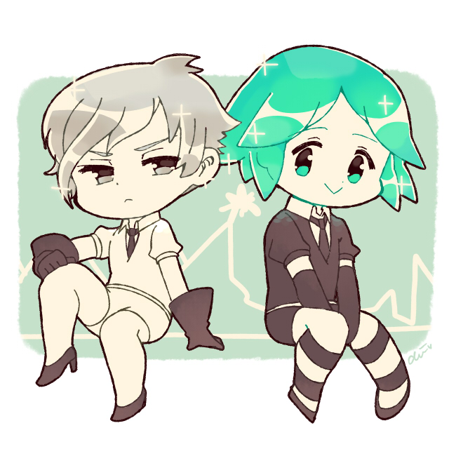 phosphophyllite and antarcticite (houseki no kuni) drawn by chiyoko_(oman1229)