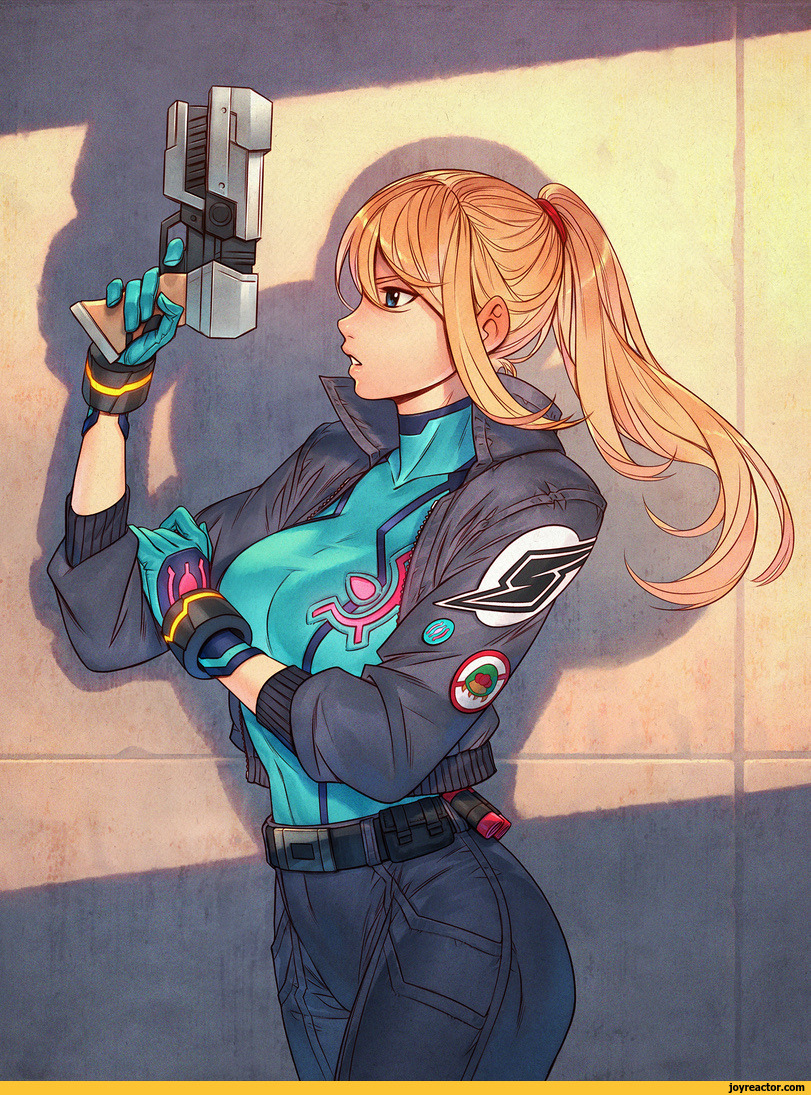 samus aran and metroid (metroid) drawn by nana_nakano