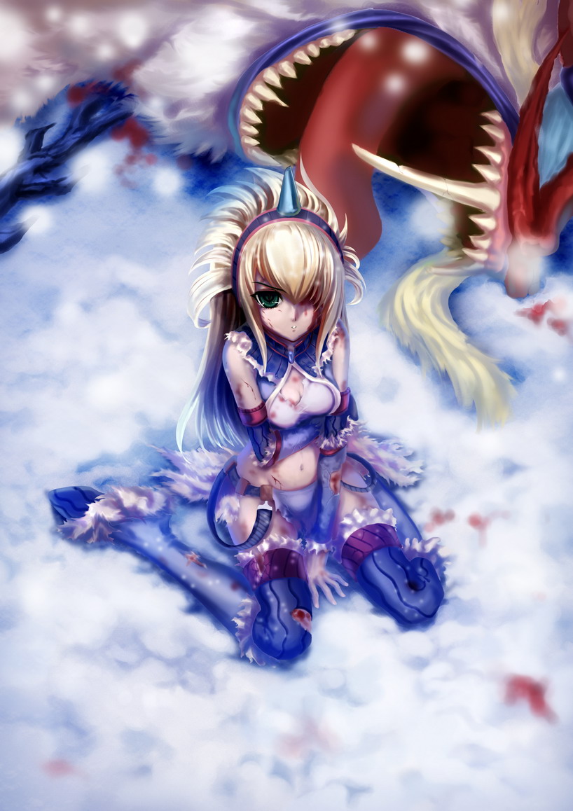 monster hunter and blangonga (monster hunter) drawn by st.microscope