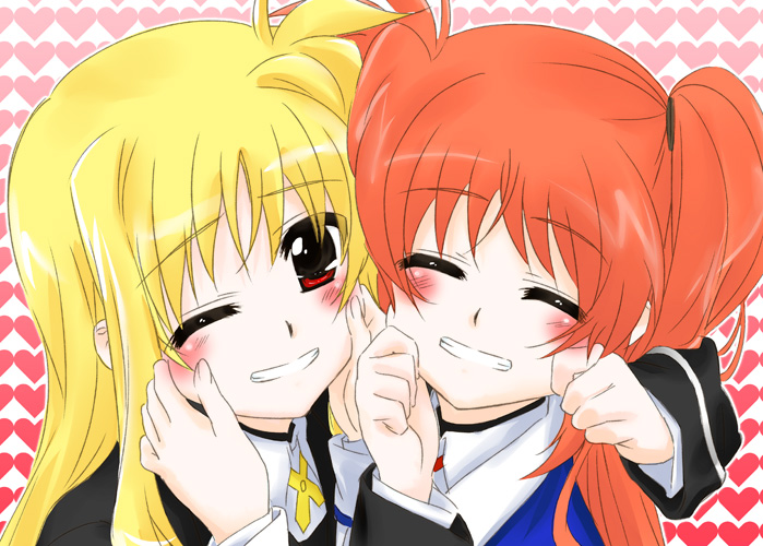 fate testarossa and takamachi nanoha (lyrical nanoha and 1 more) drawn by tokoharu