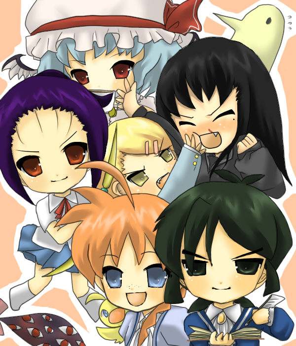 remilia scarlet, fakir, ahiru, onodera punpun, and ariyoshi juna (touhou and 3 more) drawn by toda_ayu