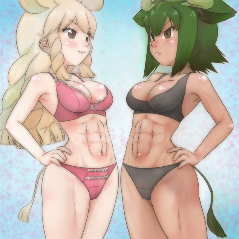 aurochs and white rhinoceros (kemono friends) drawn by t_jiroo_(ringofriend)