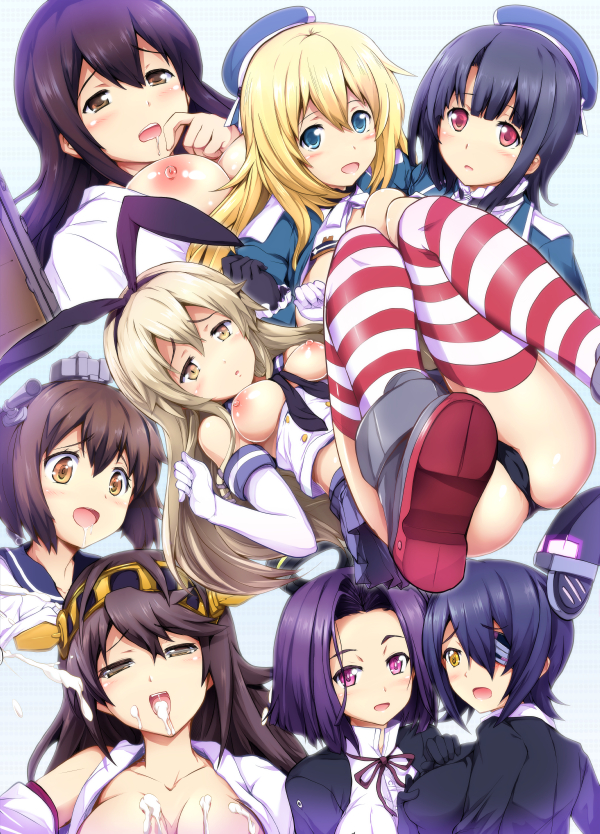 shimakaze, akagi, tenryuu, haruna, yukikaze, and 3 more (kantai collection) drawn by kashi