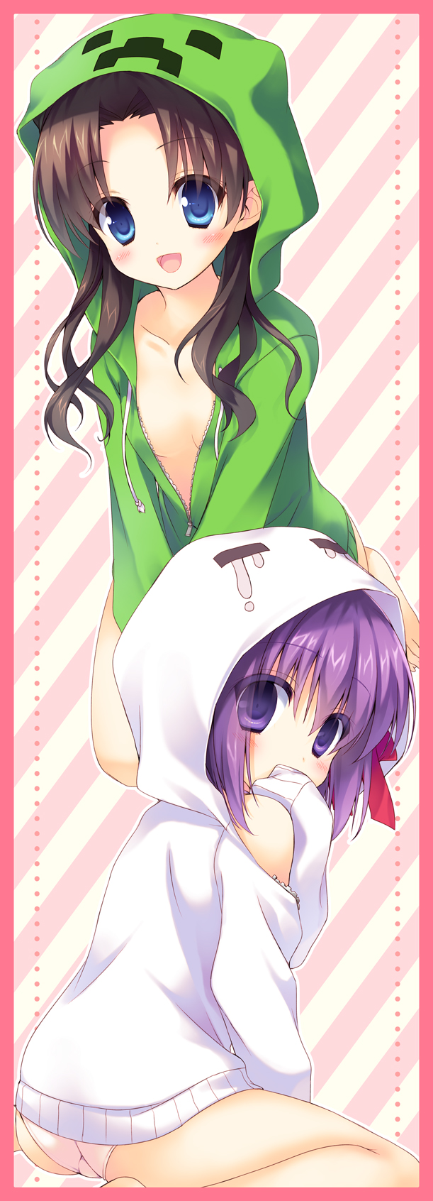 tohsaka rin, matou sakura, creeper, and ghast (fate and 2 more) drawn by hatori_piyoko