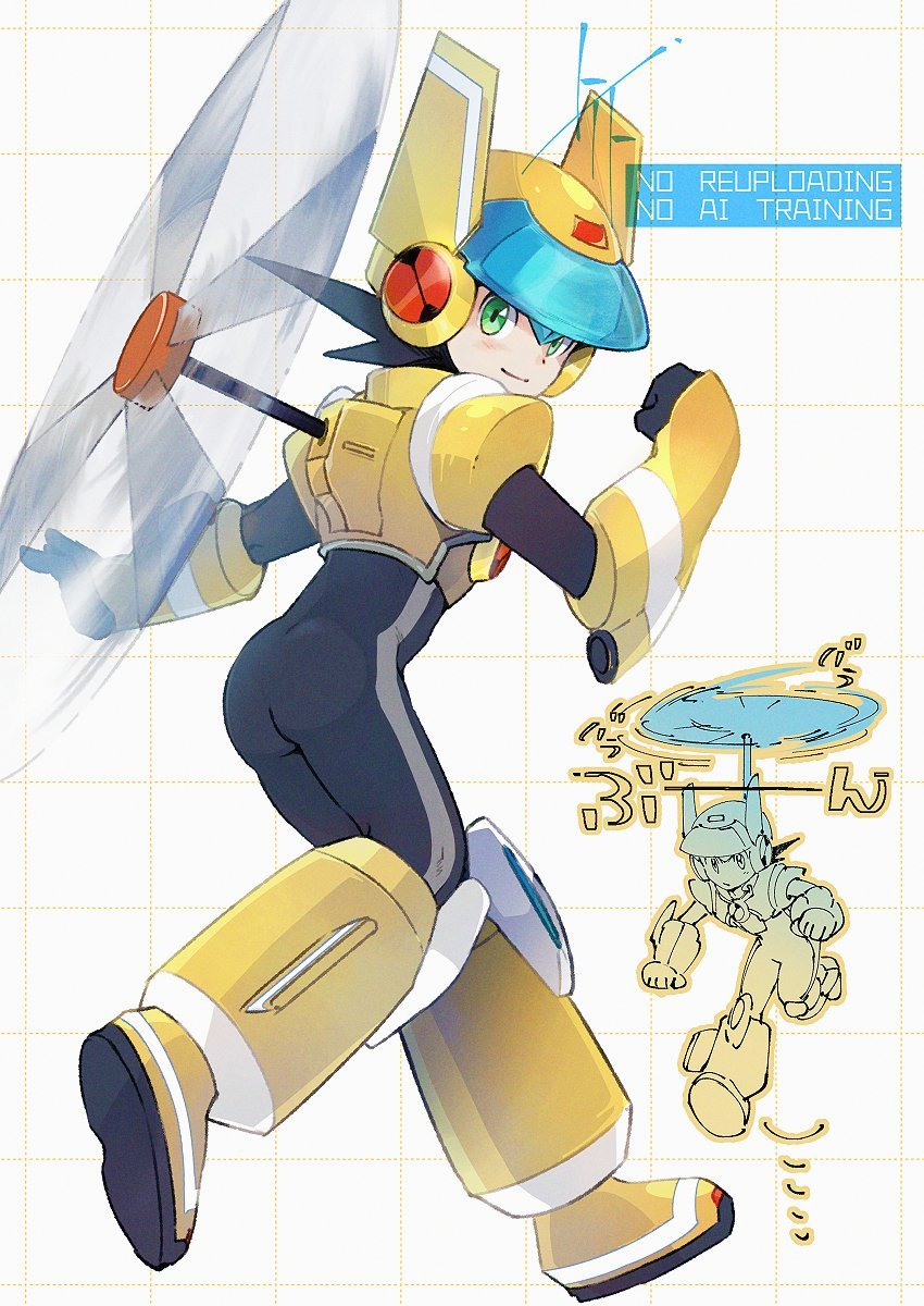 megaman.exe and gyroman.exe (mega man and 2 more) drawn by to_i_to_io
