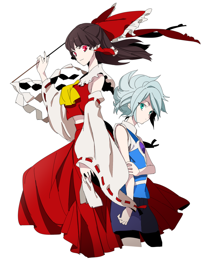hakurei reimu and suzuno fuusuke (touhou and 1 more) drawn by hinabu