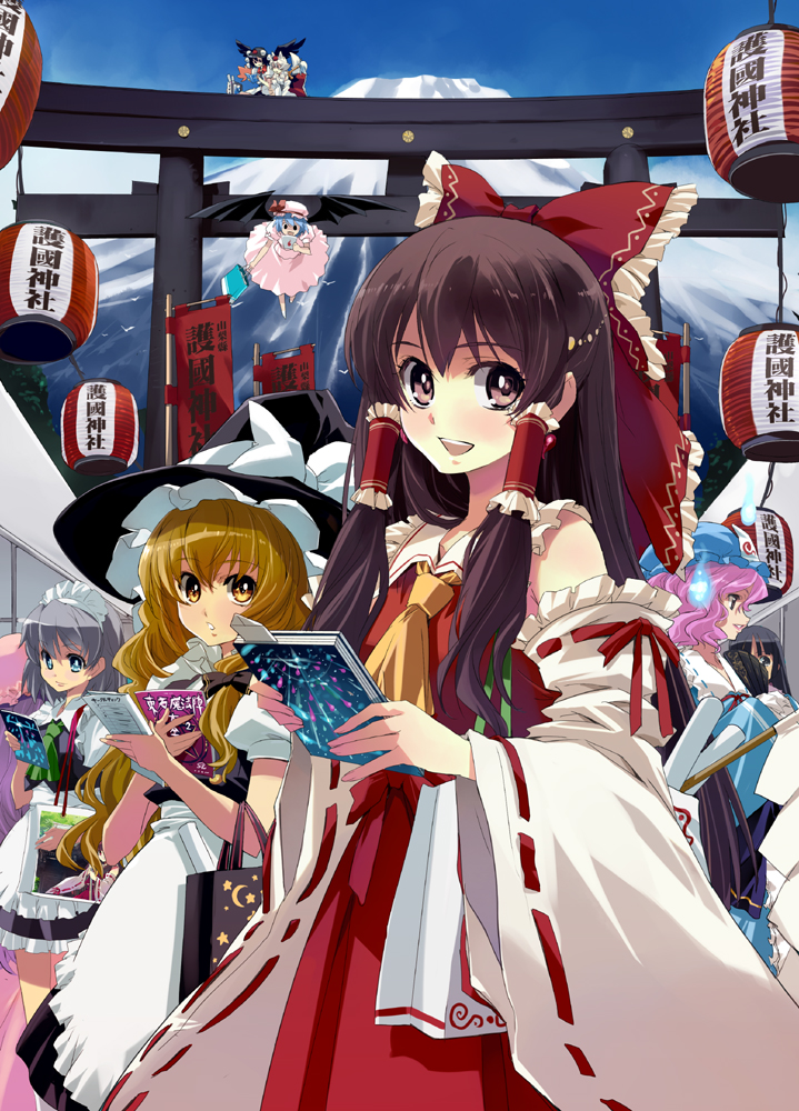 hakurei reimu, kirisame marisa, remilia scarlet, izayoi sakuya, patchouli knowledge, and 4 more (touhou) drawn by matsumoto_noriyuki