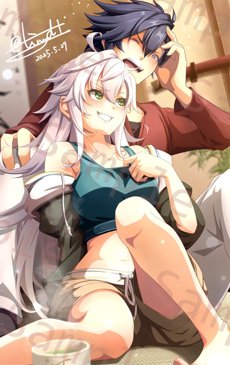 rean schwarzer and fie claussell (eiyuu densetsu and 2 more) drawn by tinybiard