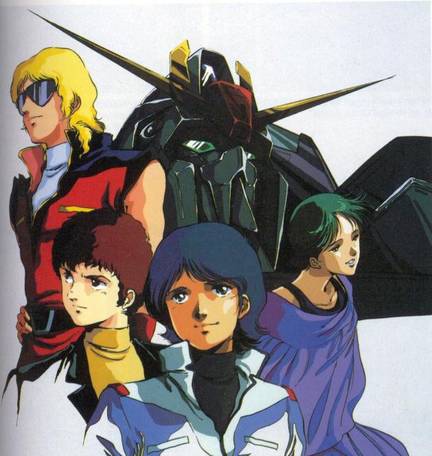 char aznable, amuro ray, kamille bidan, zeta gundam, and four murasame (gundam and 1 more) drawn by mikimoto_haruhiko